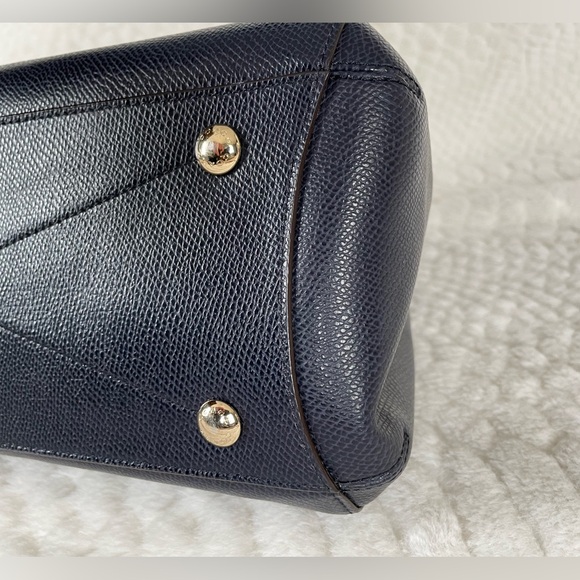 Coach Small Margot Carryall F34607 Navy Crossgrain Leather Satchel Crossbody - Picture 5 of 15